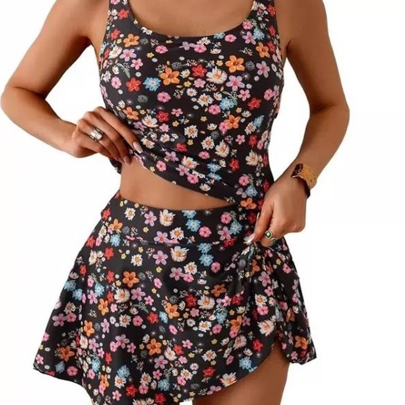πβοΈ Tank Top & Side Tie Skirt Swimwear Set β Adjustable Straps, High Waist, Removable Pads, Flowy Cover-Up Style. Perfect For Beach, Pool & Honeymoon! ππβ¨